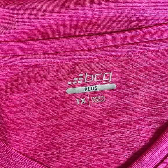 BCG Plus Activewear V-Neck Tee - Bright Pink - Size 1X - Picture 6 of 6